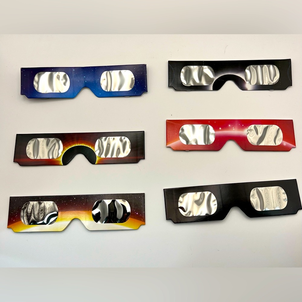 Festive Solar Eclipse Viewing Glasses Set of 6 (One of Each Design)
